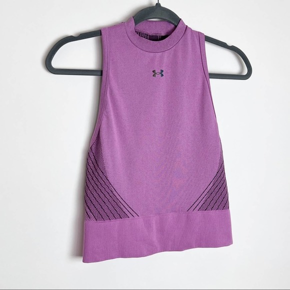 New Under Armour Rush Cropped High Neck Racerback Top Small - Picture 2 of 7